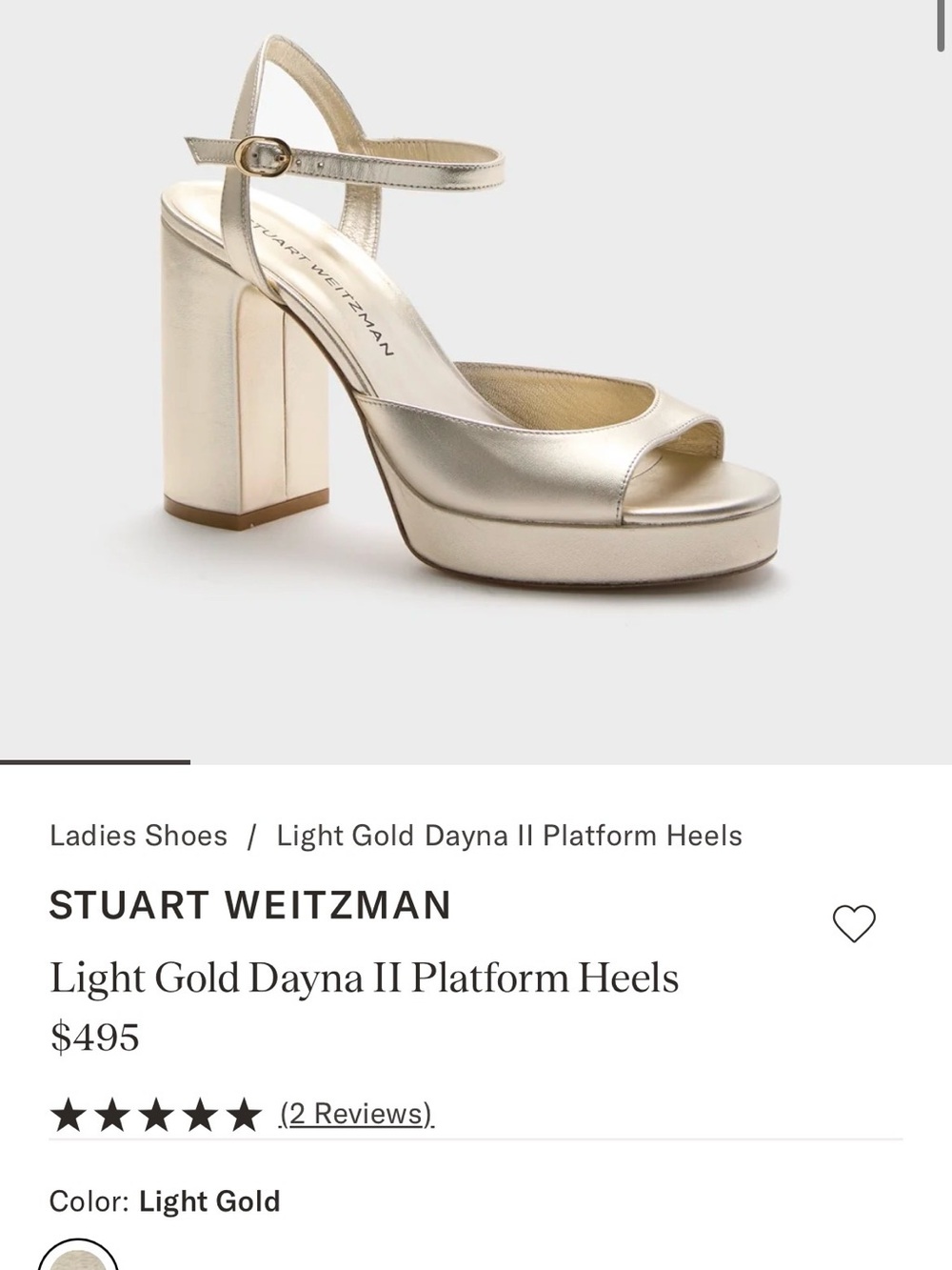 Stuart Weitzman Metallic Light Gold Platform Sandals